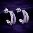 Lilac Pavé Hoop Earrings — 3