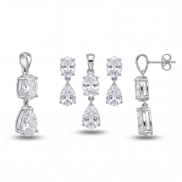 Oval Pear CZ Set — 4