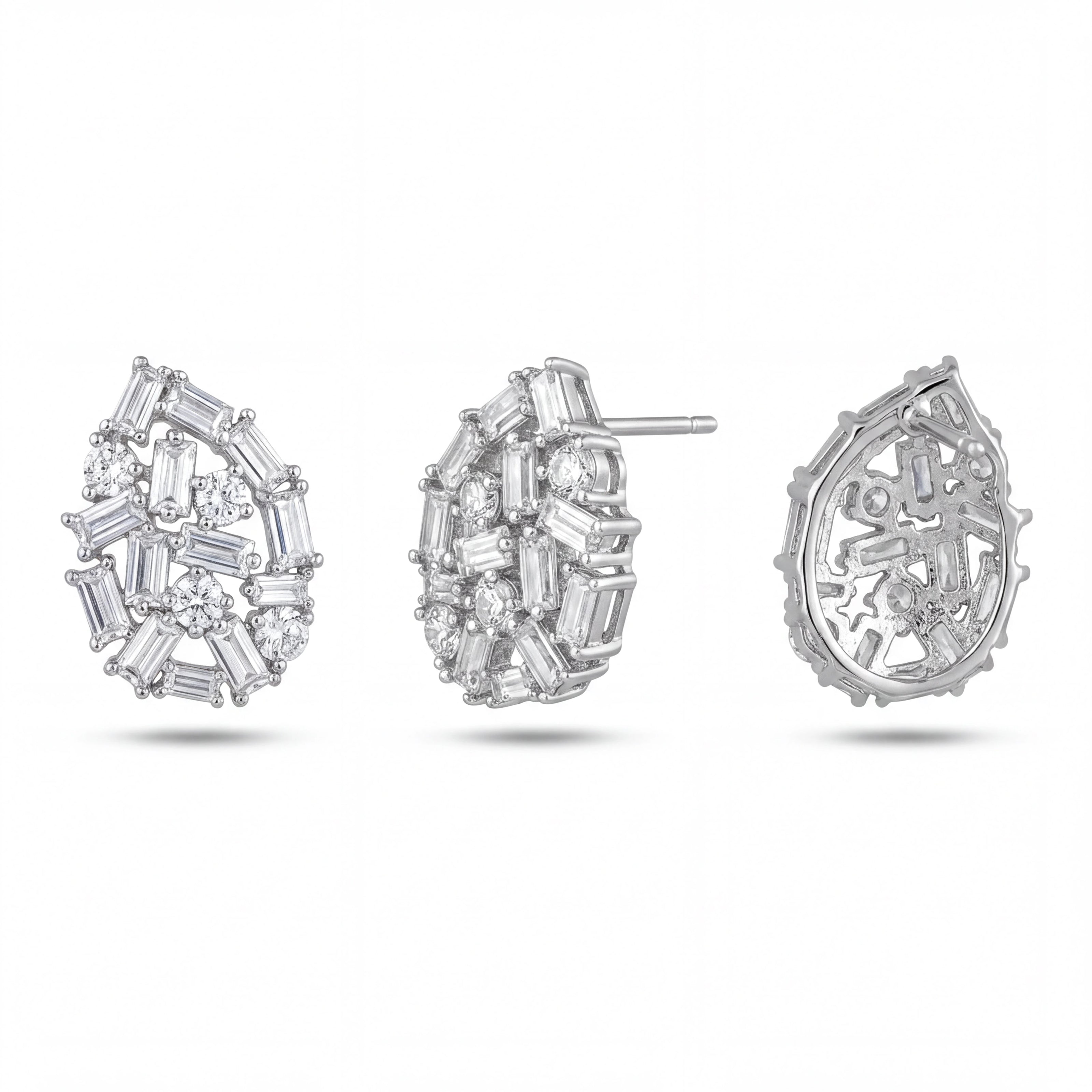 CZ Teardrop Studs — 4
