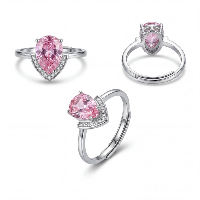 Pink Pear Halo Ring — 4