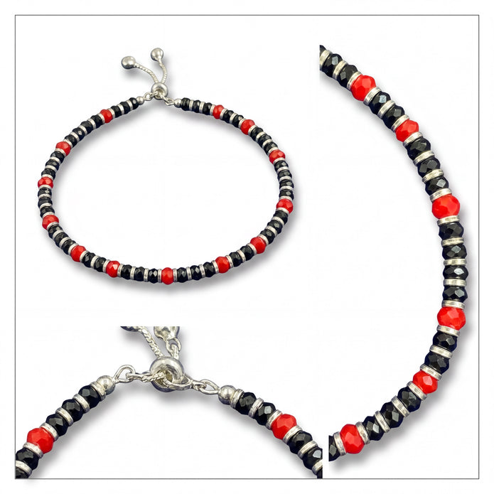 Red Black Beaded Anklet — 4