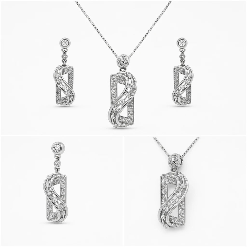 CZ Twist Pendant Set