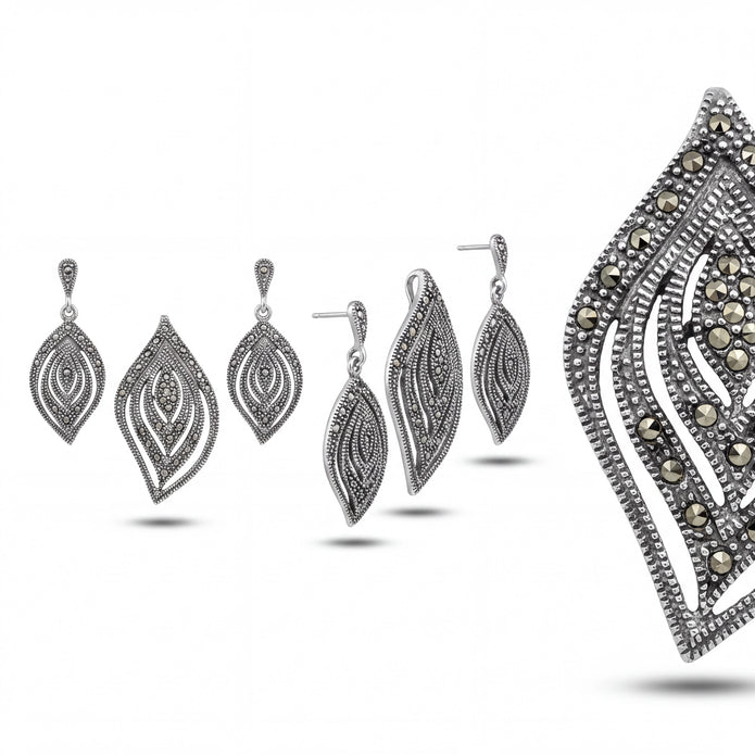 Marcasite Leaf Set — 4