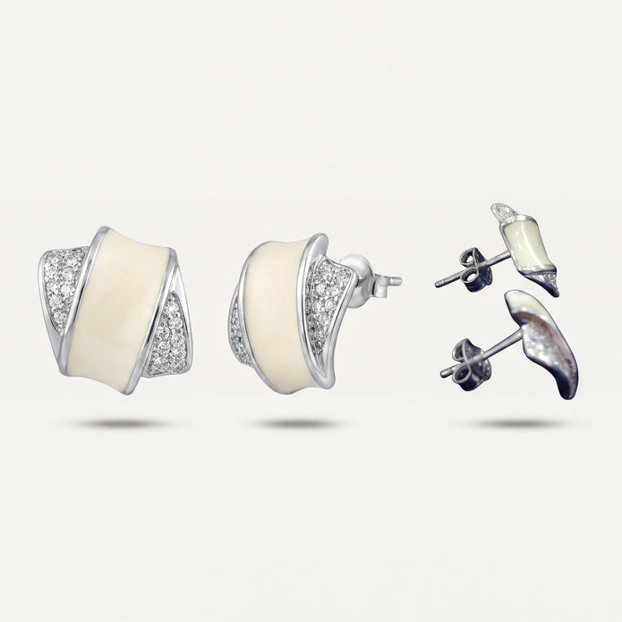 Ivory Ribbon Studs — 4