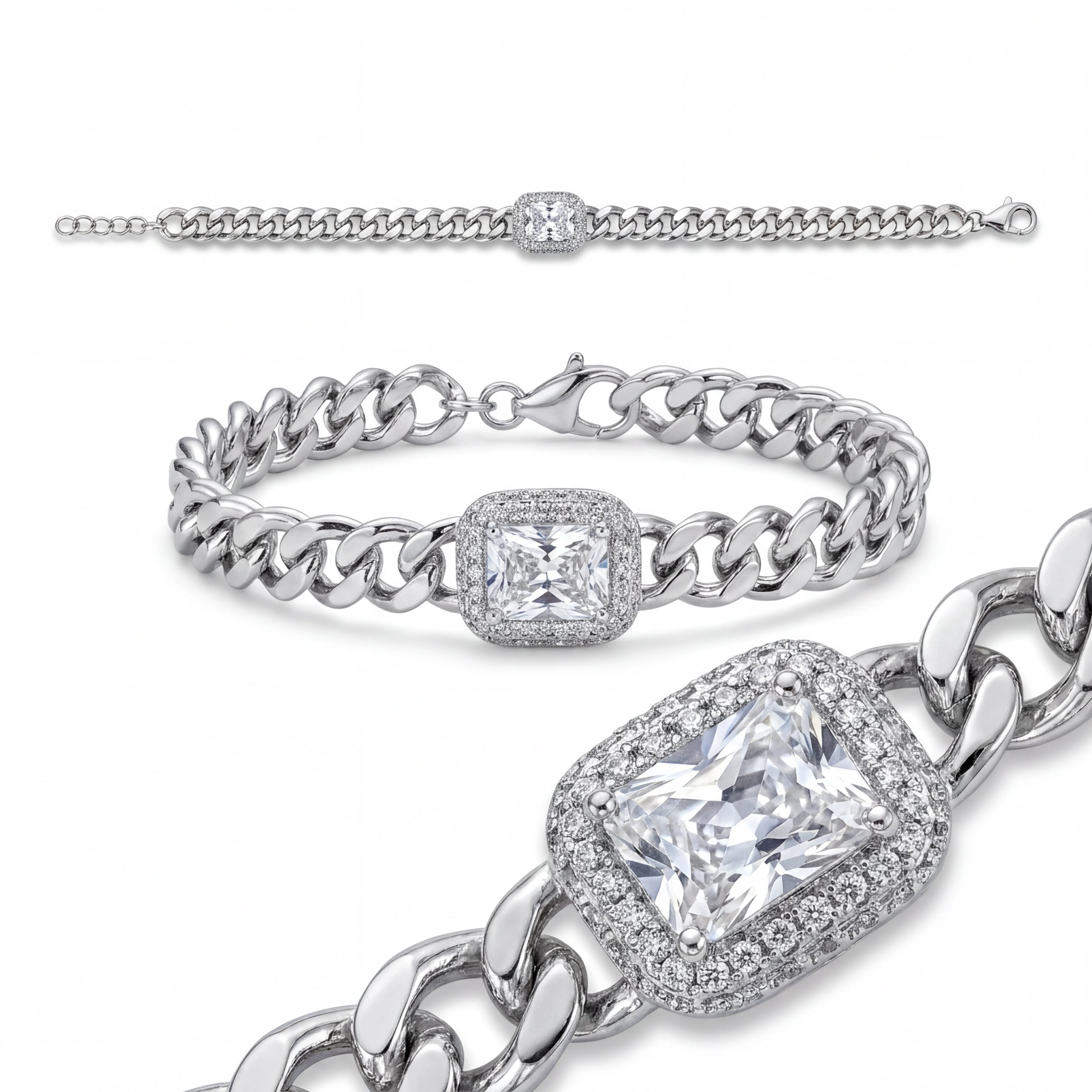 CZ Halo Curb Bracelet — 4