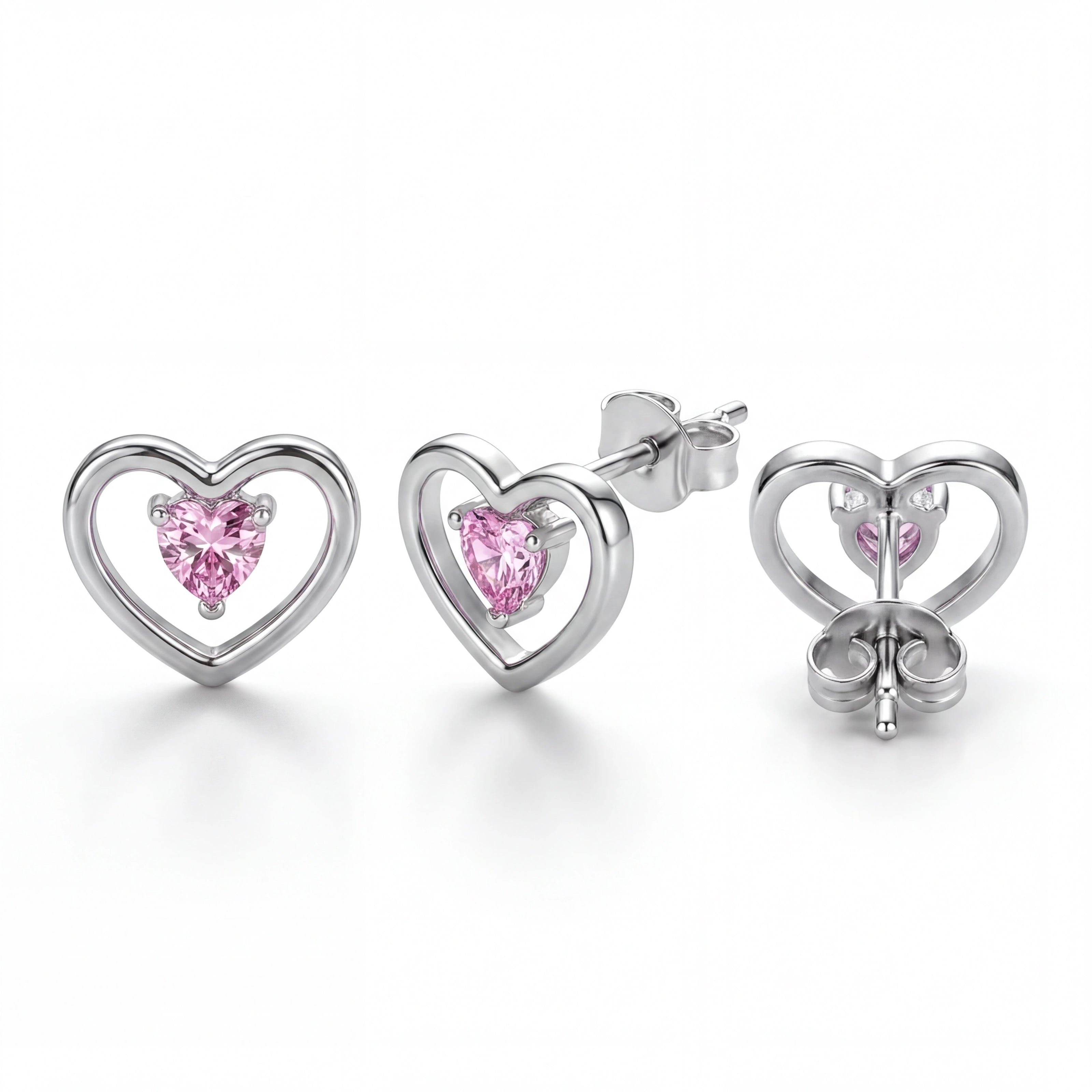 Pink Heart Studs — 4