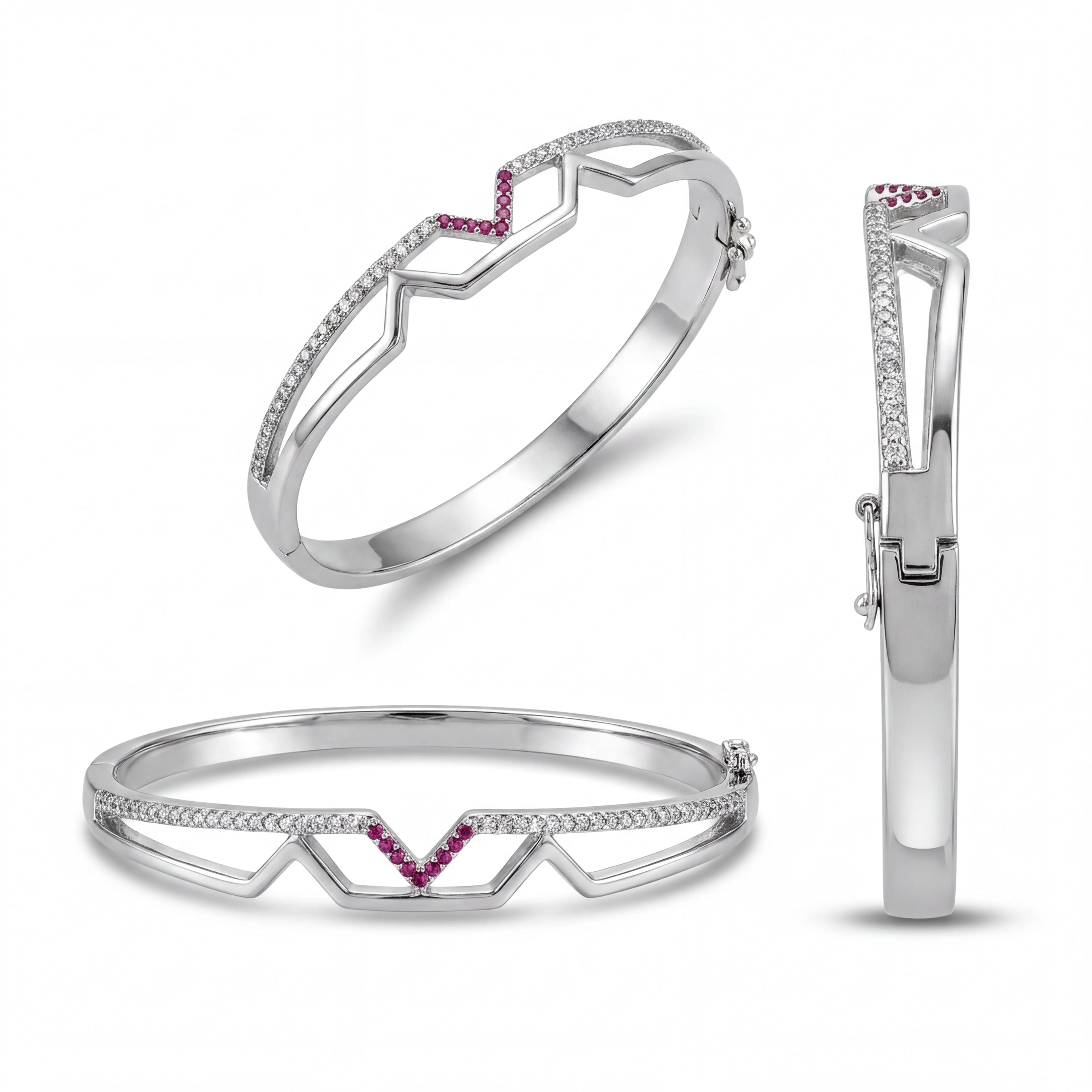 Pink V Zigzag Bangle — 4