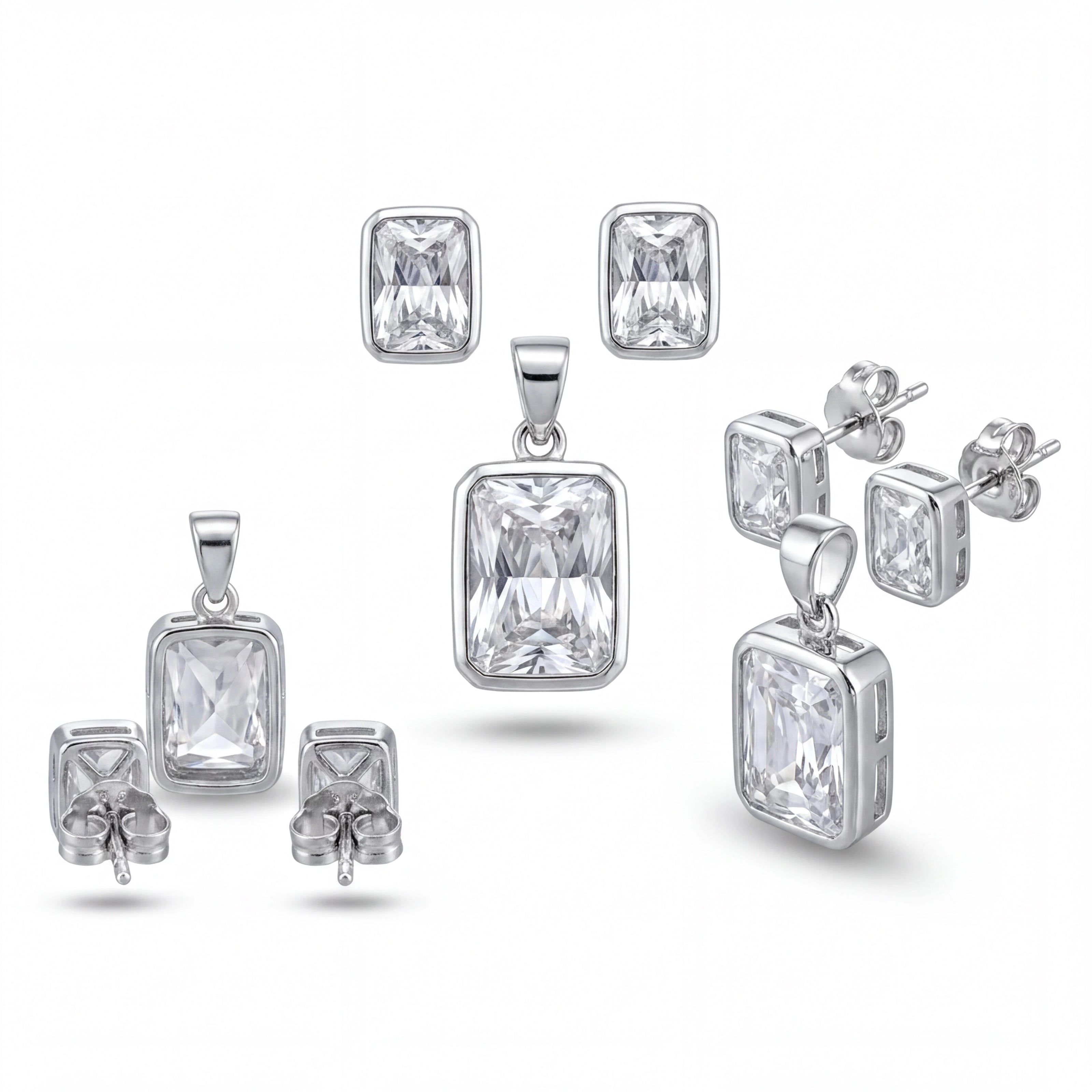 Emerald Cut Pendant Set — 4