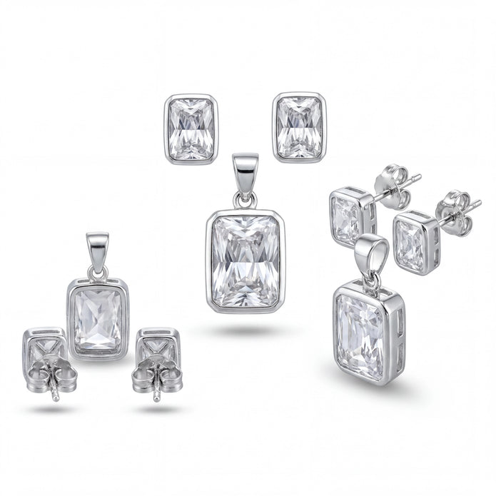 Emerald Cut Pendant Set — 4
