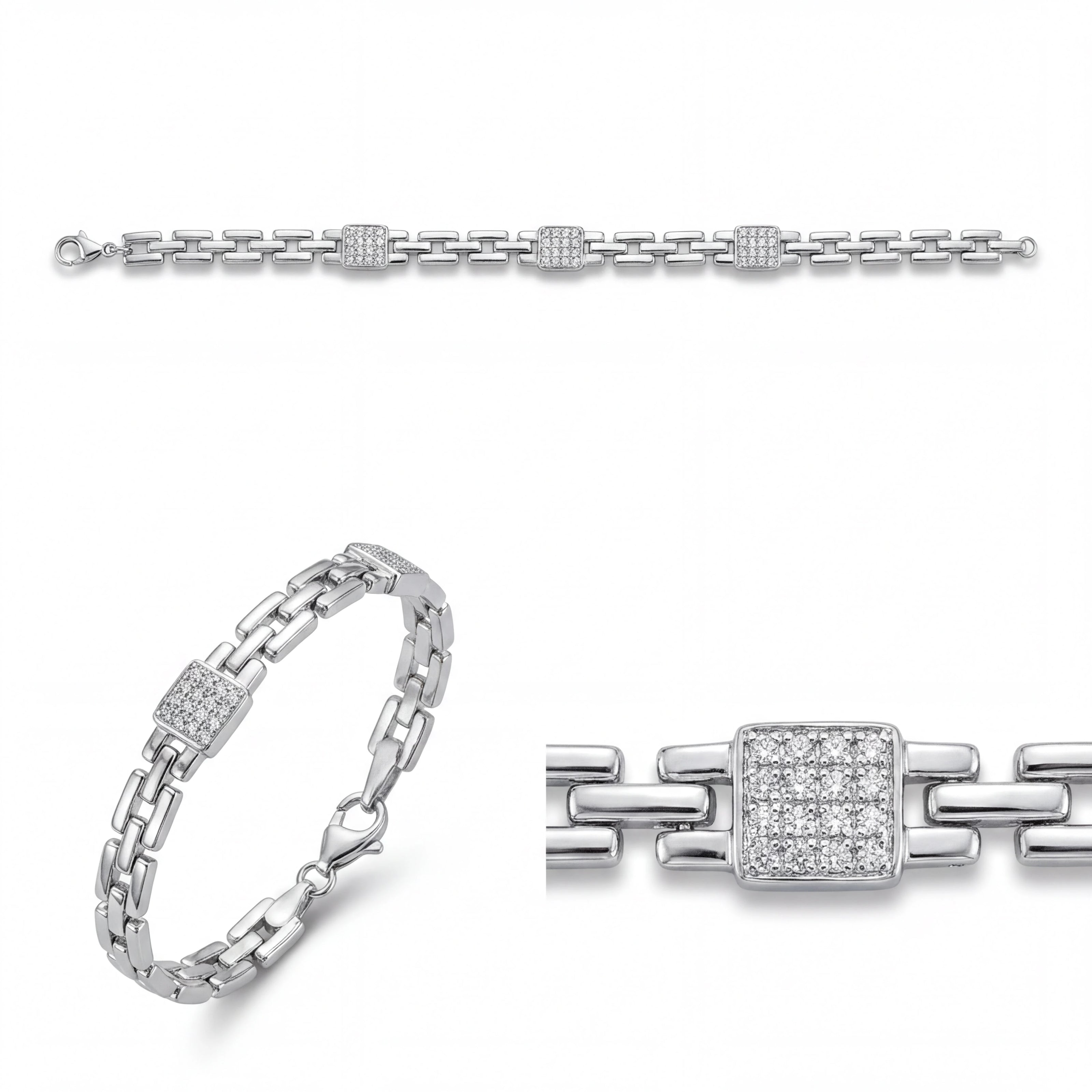 Pavé Squares Bracelet — 4