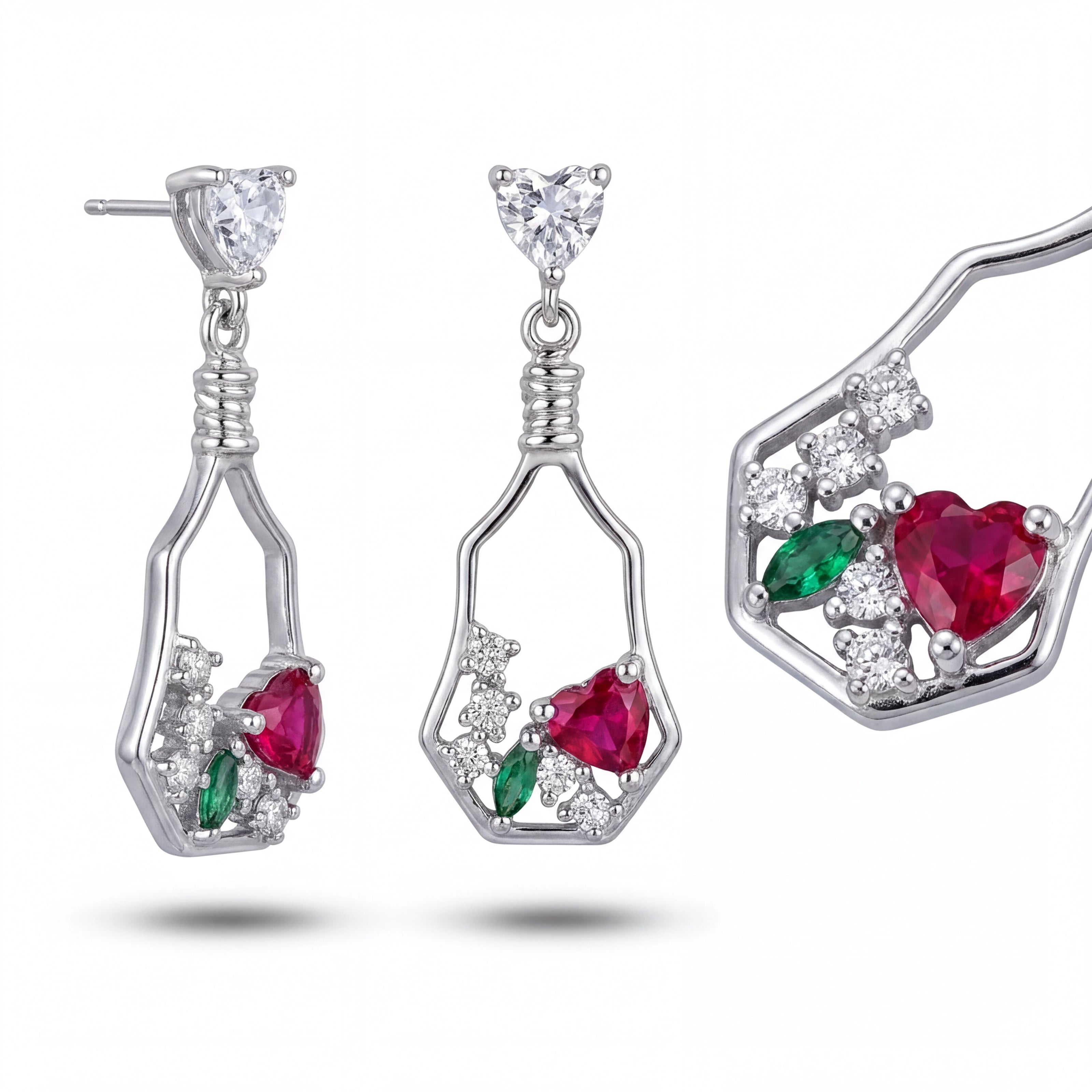 Ruby Heart Drop Earrings — 4