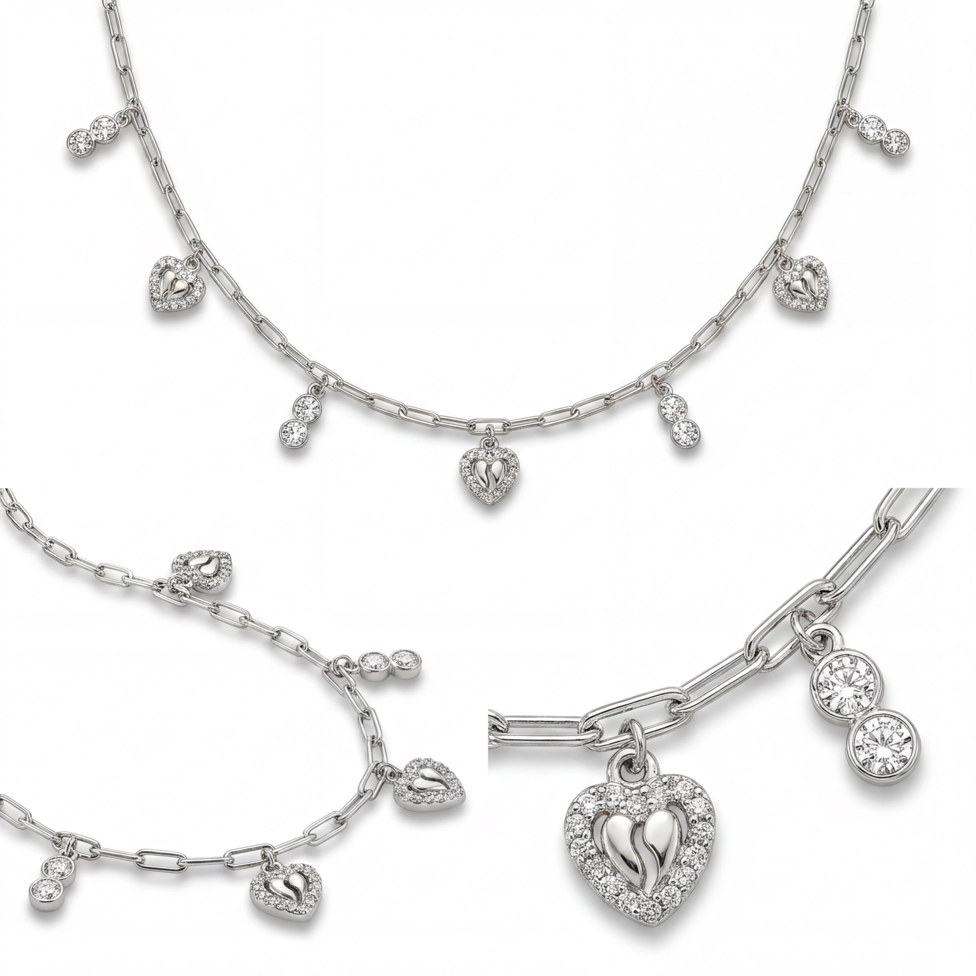CZ Heart Charm Necklace — 4