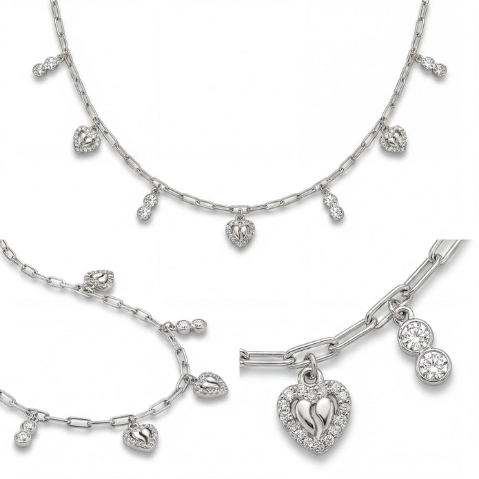 CZ Heart Charm Necklace — 4
