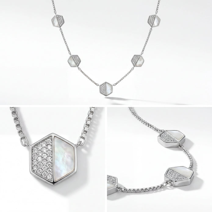 Mother Pearl Geo Necklace — 4