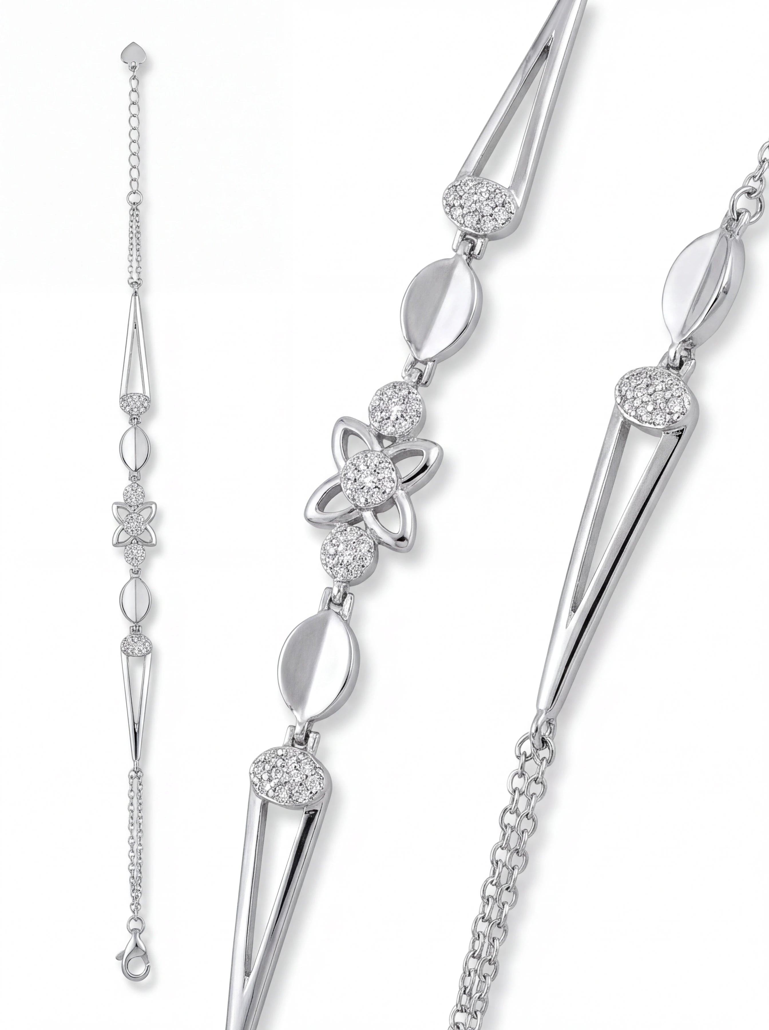 CZ Floral Link Bracelet — 4