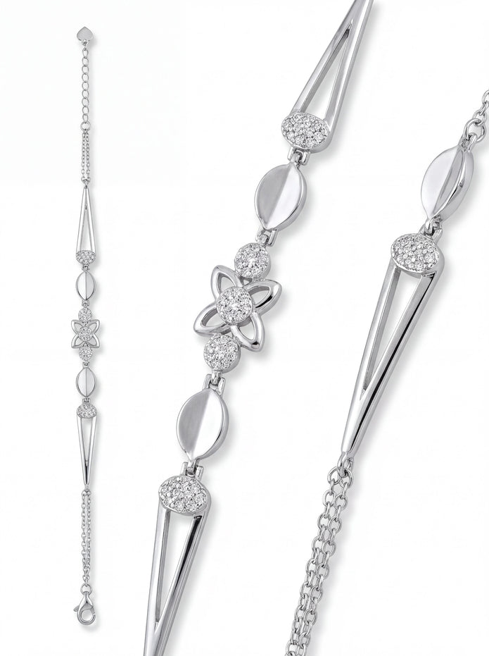 CZ Floral Link Bracelet — 4