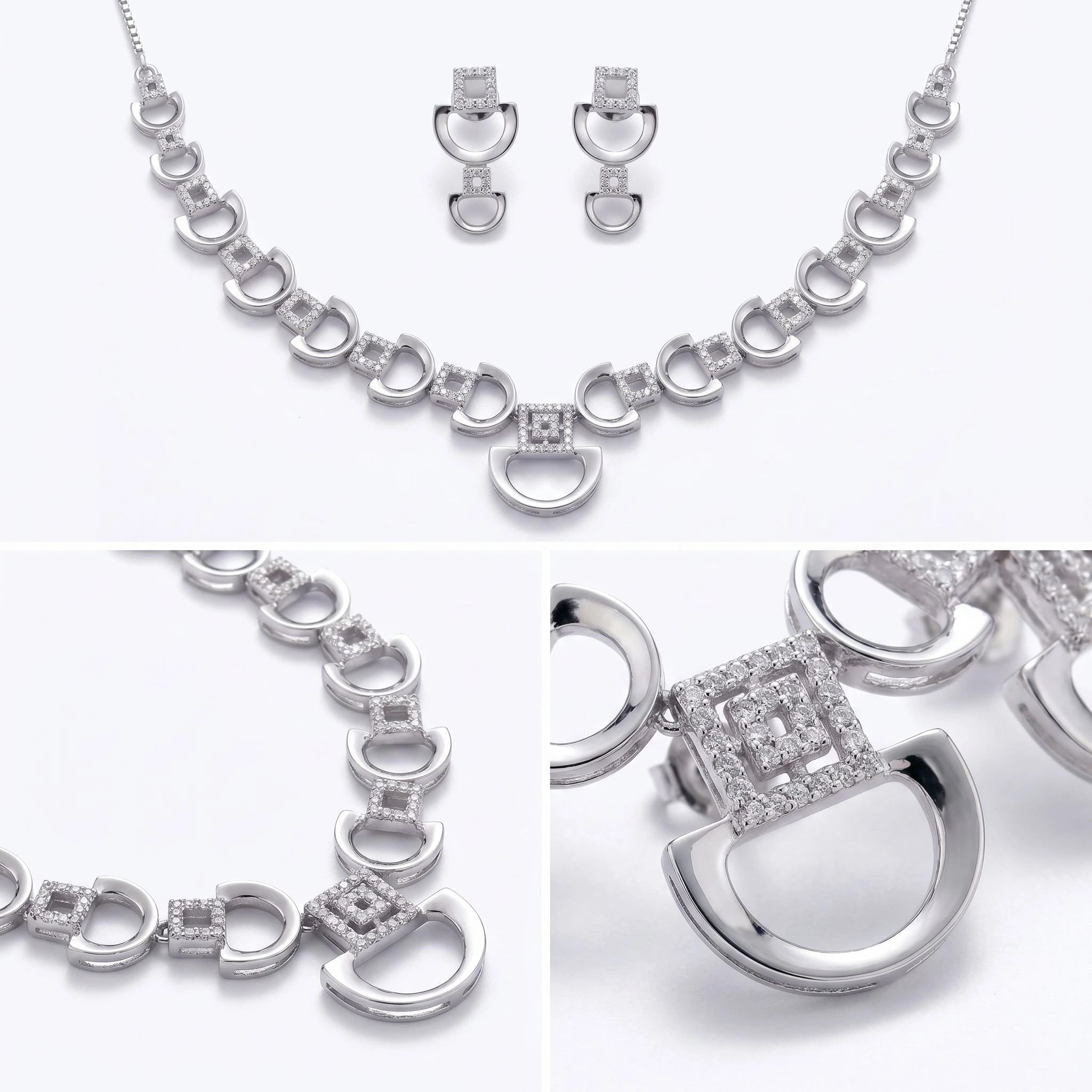 CZ Link Necklace Set — 4