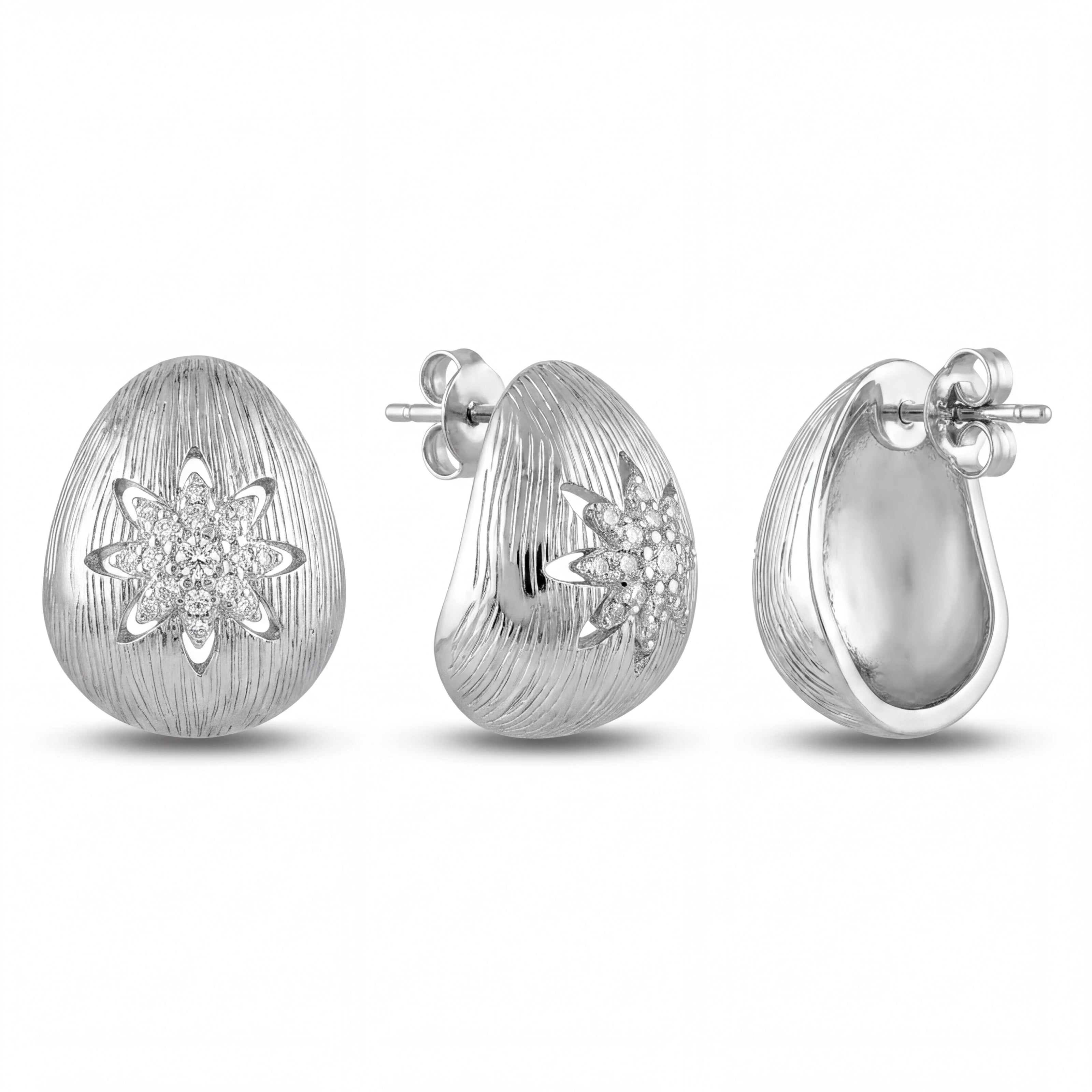 CZ Starburst Dome Earrings — 4