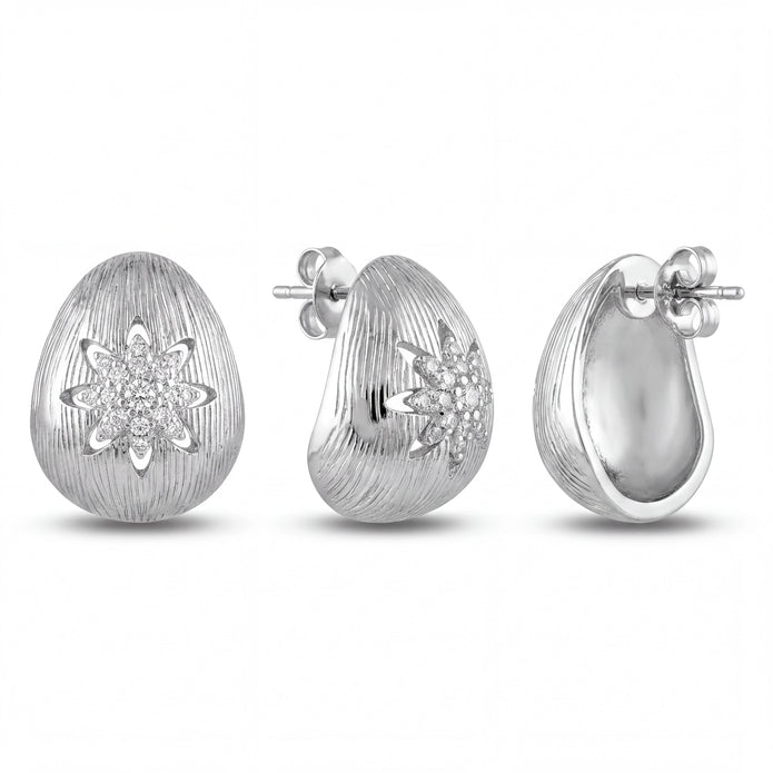 CZ Starburst Dome Earrings — 4