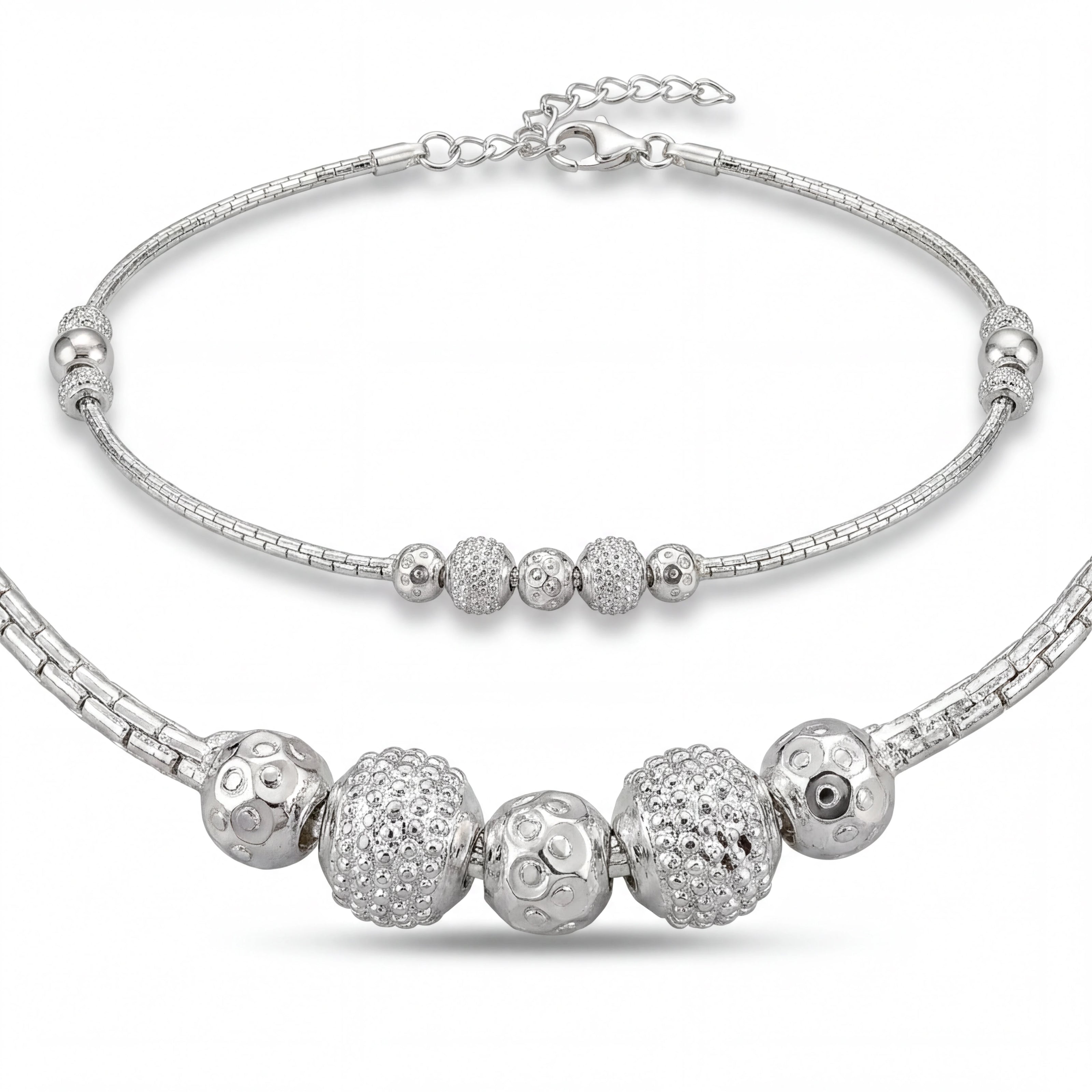 Textured Bead Anklet — 4