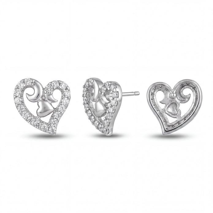 Open-Heart Sparkle Studs — 4