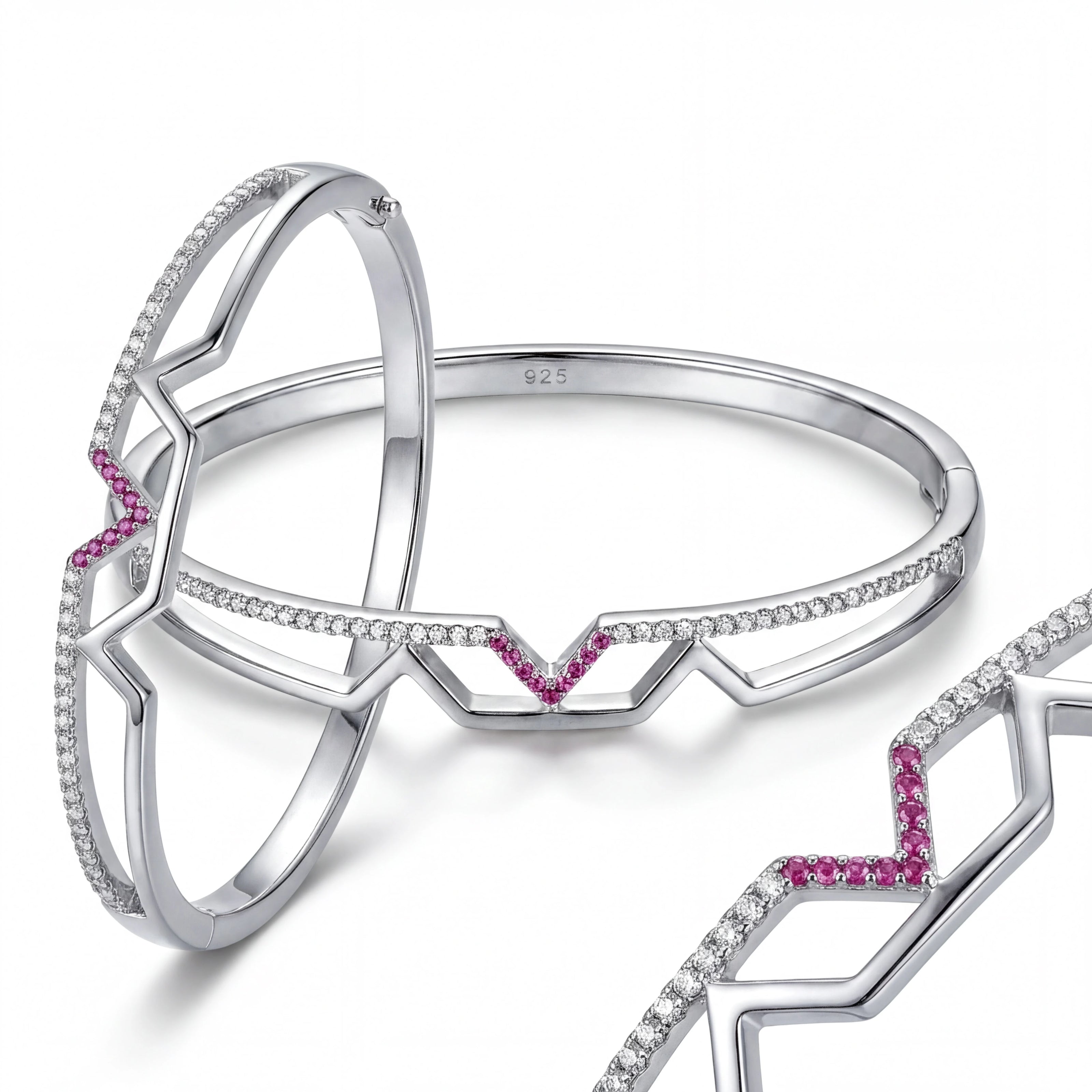 Pink Geo CZ Bangle — 4