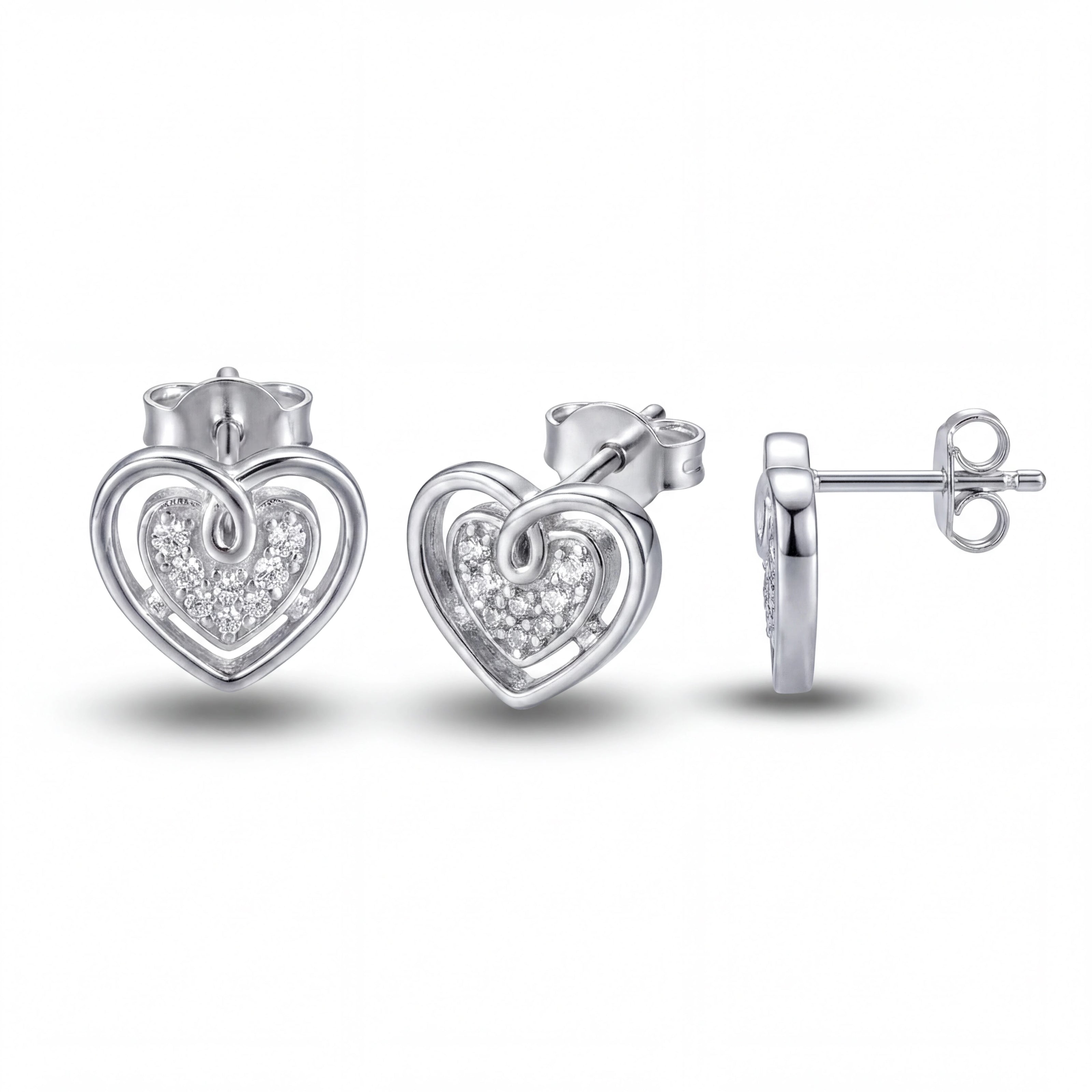 Pave Heart Studs — 4