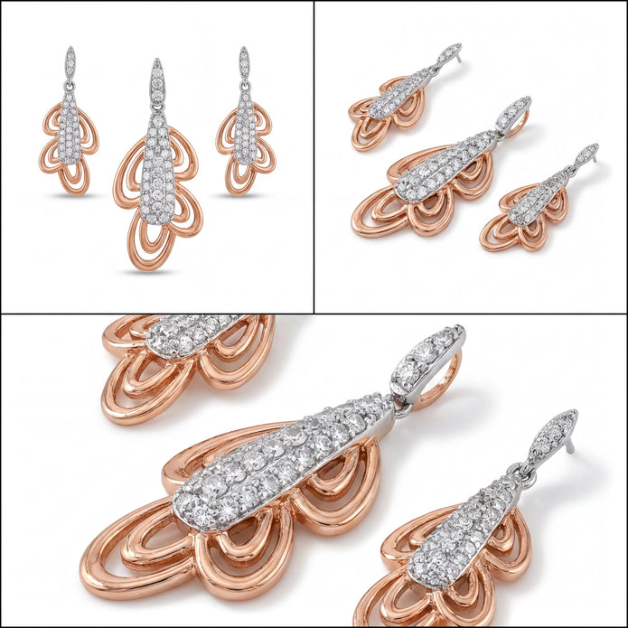Two-Tone CZ Pendant Set — 4