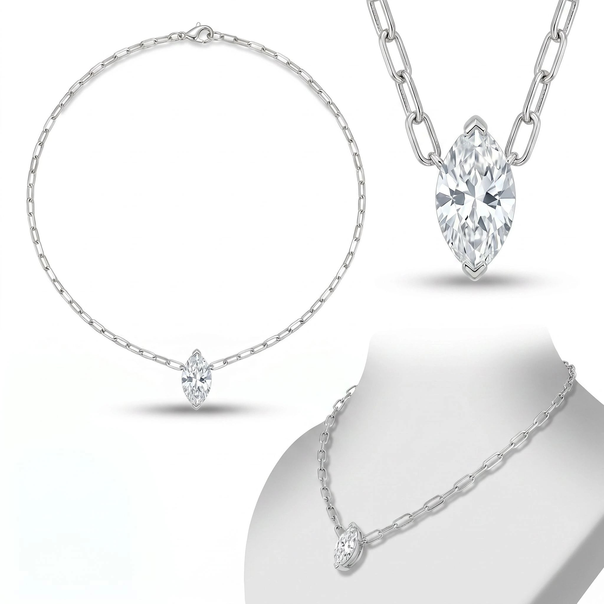 Marquise Paperclip Necklace — 4