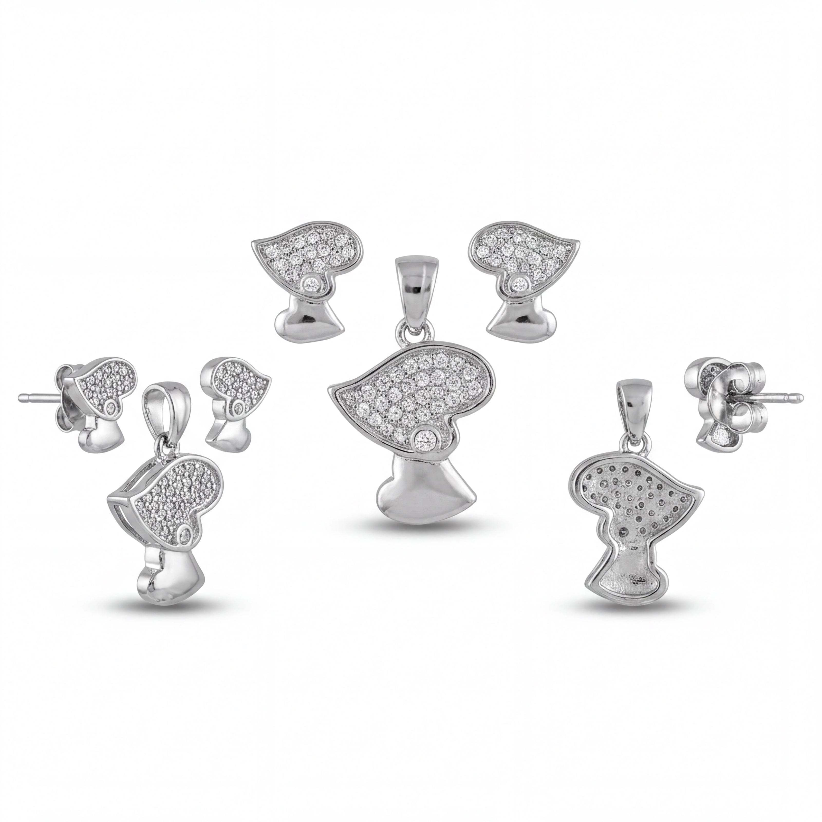 CZ Heart Pendant Set — 4