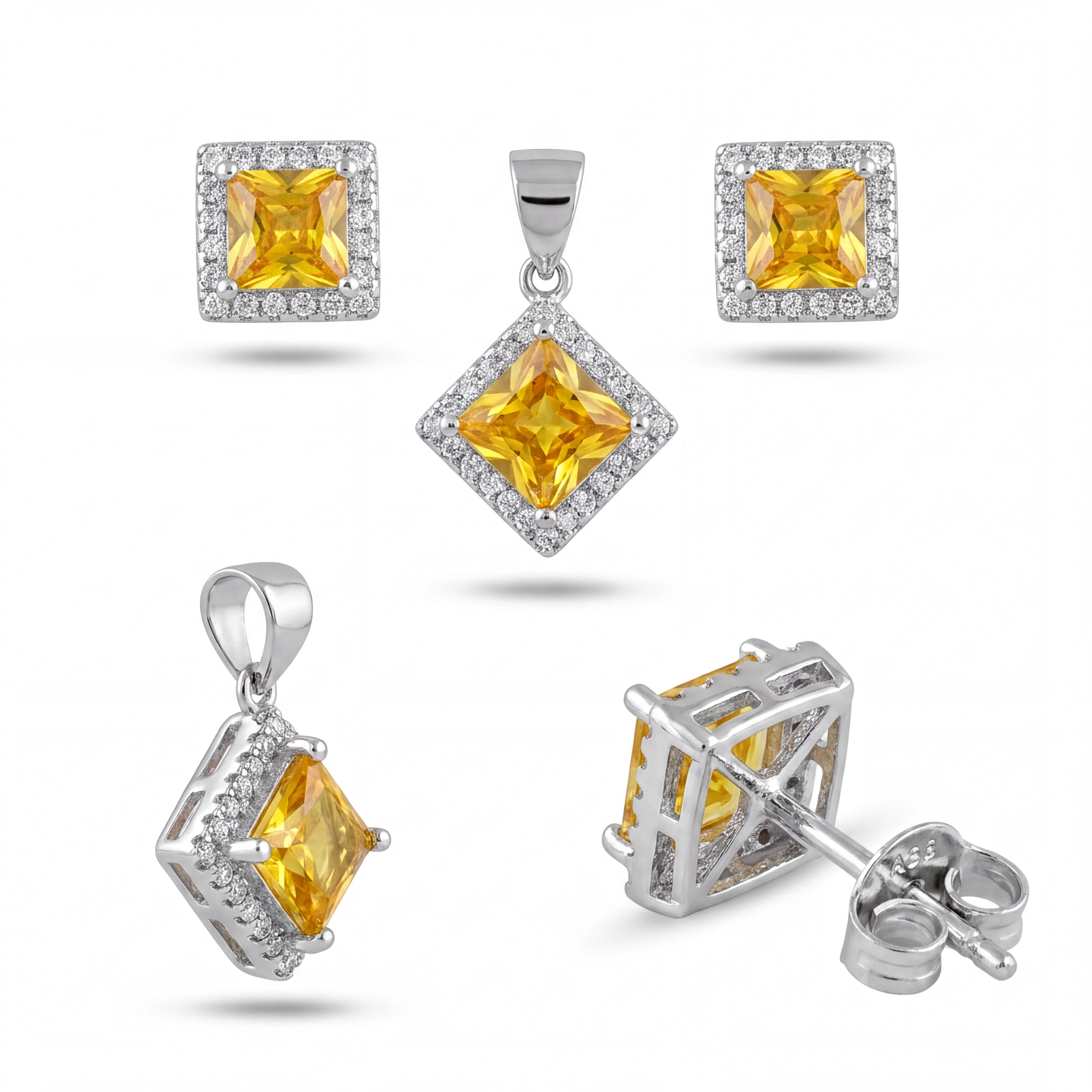 Yellow Halo Pendant Set — 4