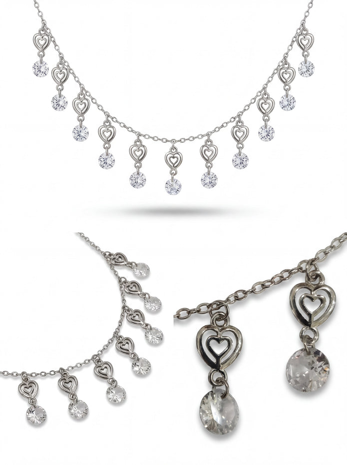 CZ Hearts Dangle Necklace — 4