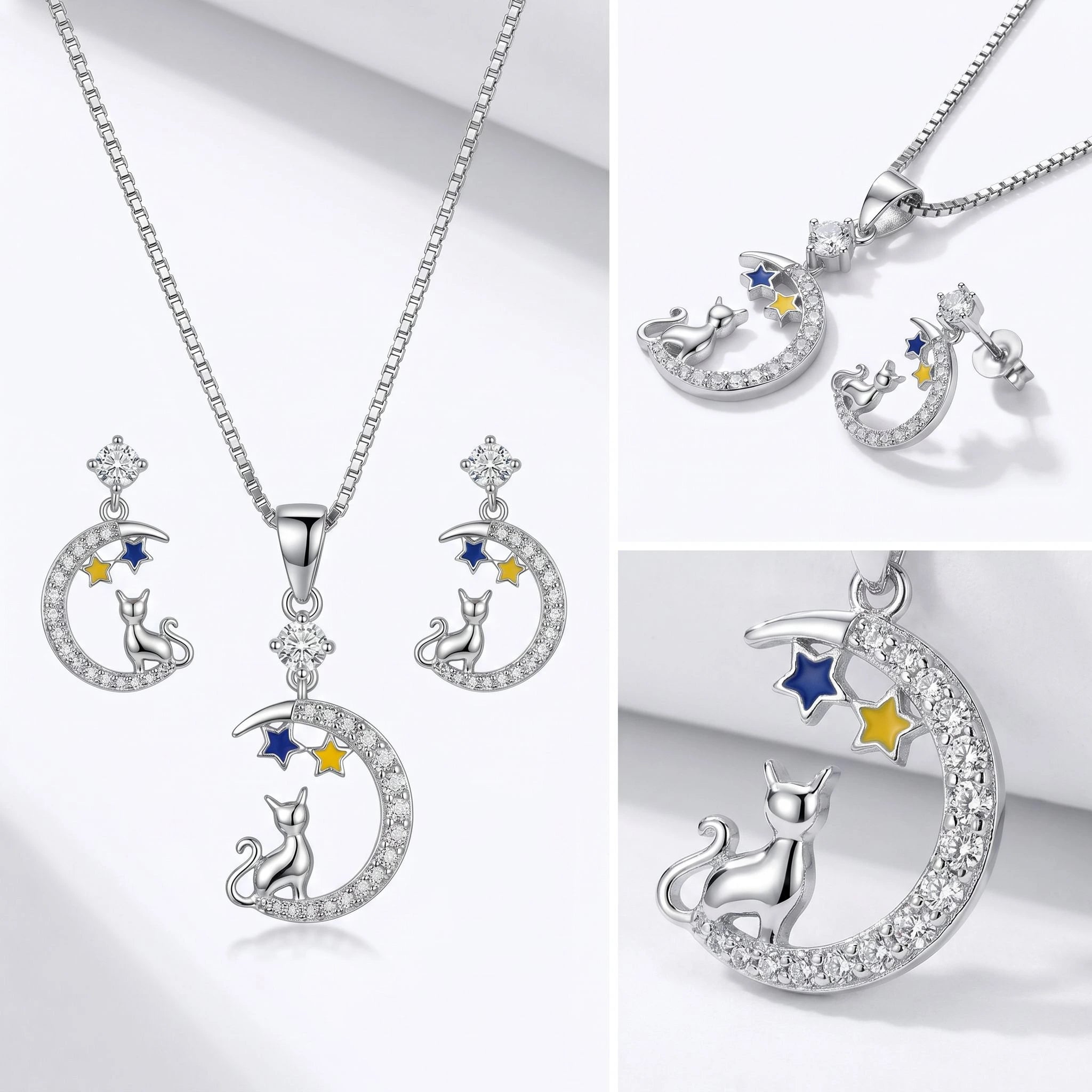 Cat Moon CZ Set — 4