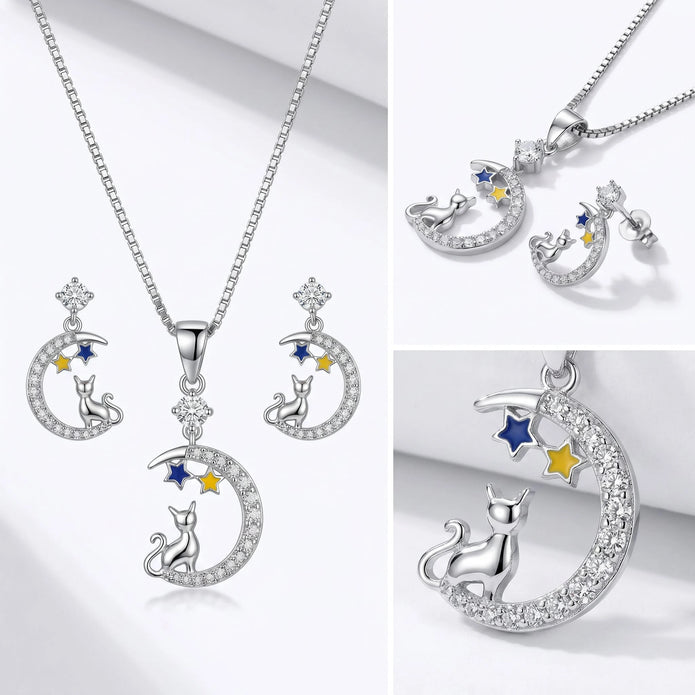 Cat Moon CZ Set — 4