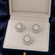 Rose Quartz Halo Set