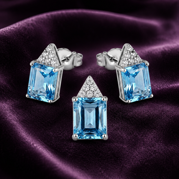 Blue Topaz Pendant Set