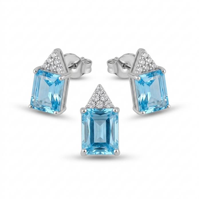 Blue Topaz Pendant Set
