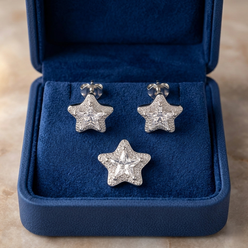 CZ Star Pendant Set