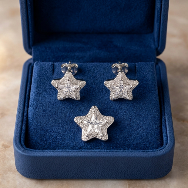 CZ Star Pendant Set