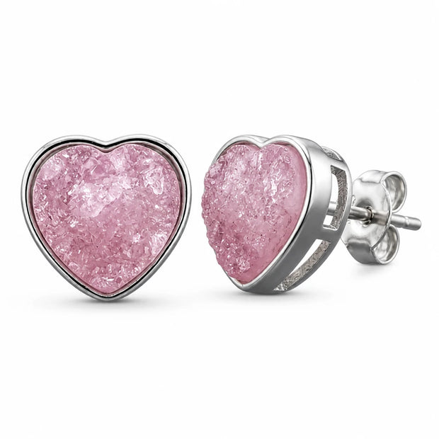 Pink Heart Studs
