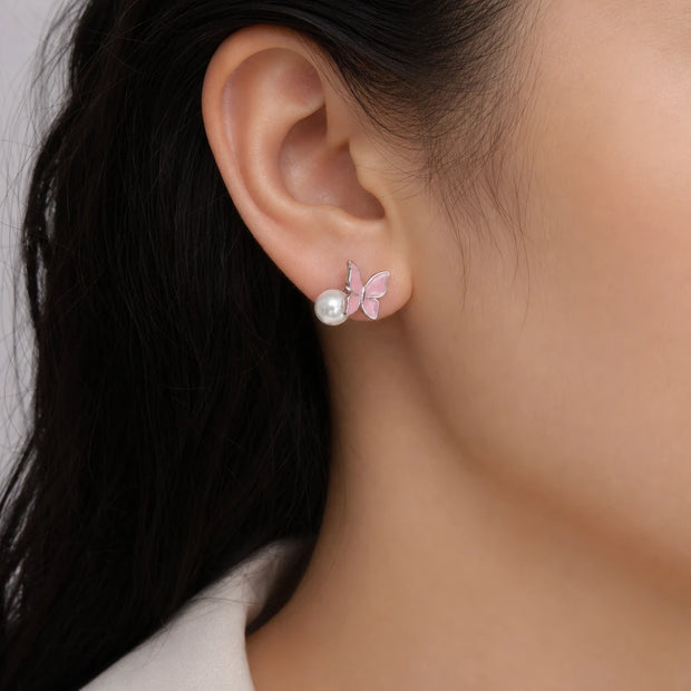 Pink Butterfly Studs